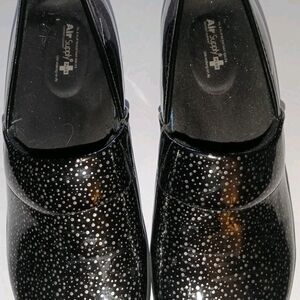 Women's Black Mules with Silver Accents